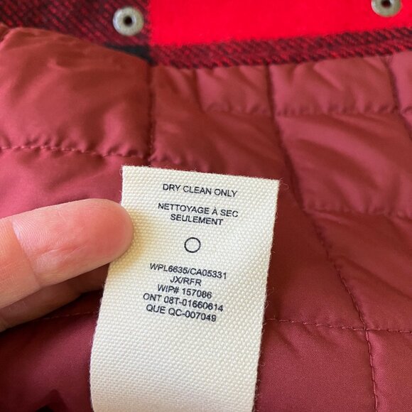 Woolrich Buffalo Plaid Vest with Sherpa Shawl Collar Red/Black Wool Blend - Picture 8 of 9